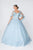 Elizabeth K - GL2800 Sheer Cape Sleeve Appliqued Glitter Ballgown Quinceanera Dresses XS / Baby Blue