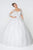 Elizabeth K - GL2800 Sheer Cape Sleeve Appliqued Glitter Ballgown Quinceanera Dresses XS / Off White