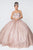 Elizabeth K - GL2801 Strapless Embellished Ballgown With Cloak Quinceanera Dresses XS / Rose Gold