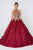 Elizabeth K - GL2805 Gilt Embroidered Halter Glitter Ballgown Quinceanera Dresses XS / Burgundy