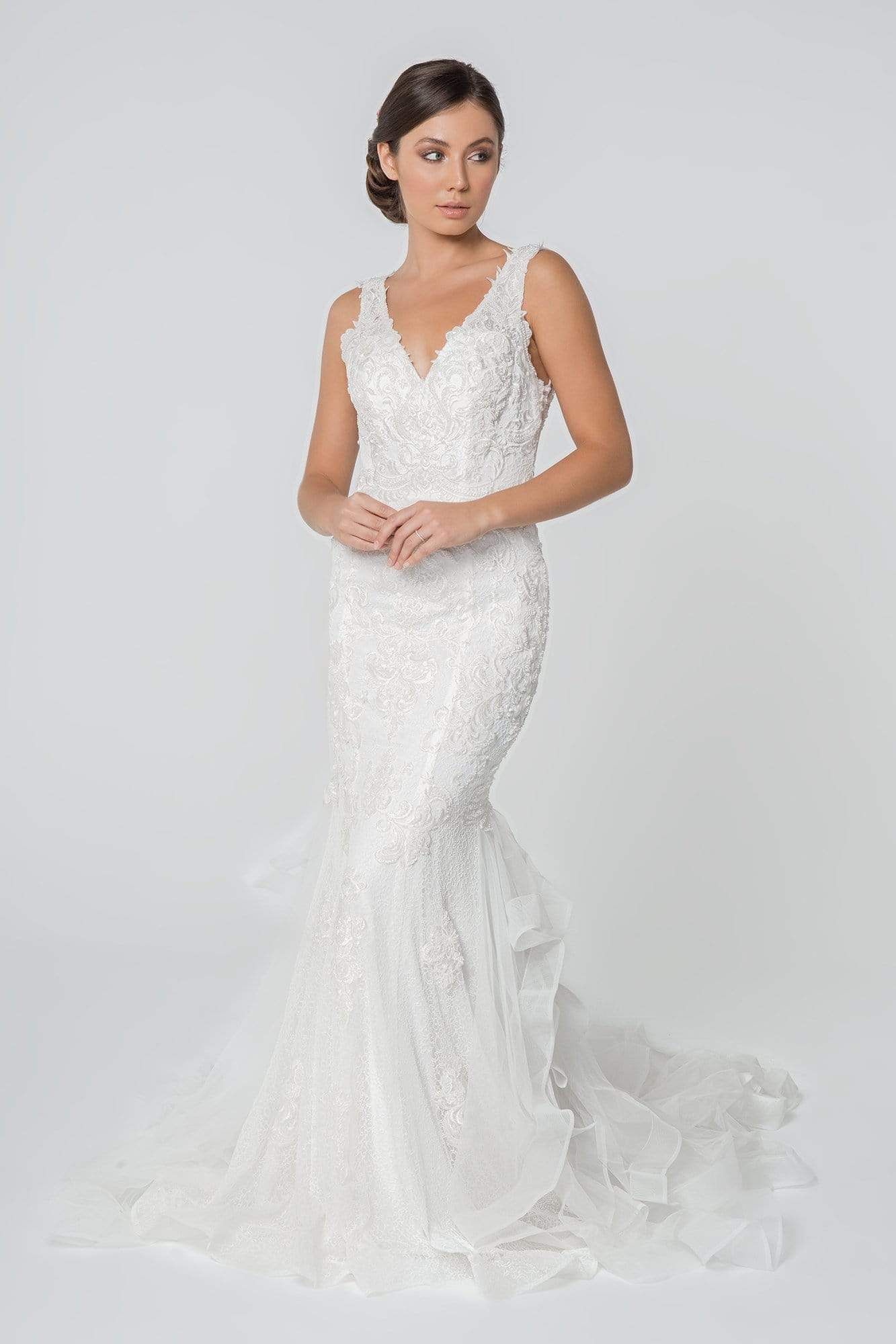 Elizabeth K - GL2814 Embroidered V-Neck Mermaid Bridal Gown – Couture Candy