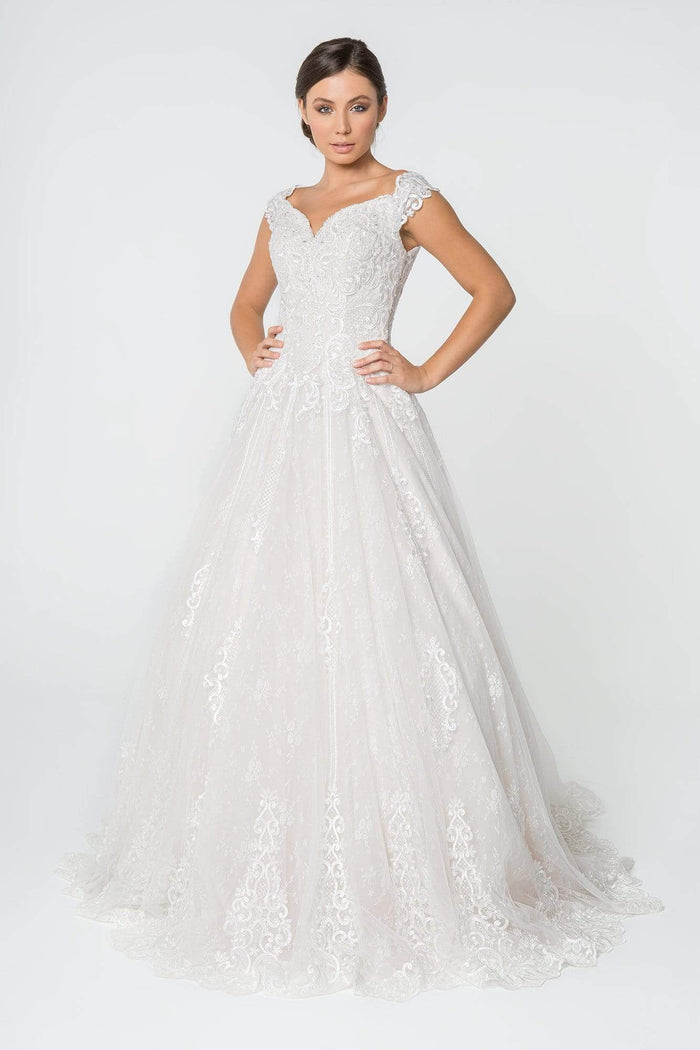 Elizabeth K - GL2823 Embellished Lace A-line Wedding Gown Wedding Dresses XS / Ivory/Cream