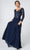 Elizabeth K - GL2825 Embellished V-neck Chiffon A-line Dress Mother of the Bride Dresses XS / Navy