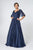 Elizabeth K - GL2830 Sheer Cape Sleeve Appliqued Chiffon Dress Mother of the Bride Dresses XS / Navy