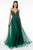 Elizabeth K - GL2891 Beaded Bodice Illusion Deep V-Neck Long Dress Prom Dresses XS / Green