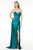 Elizabeth K - GL2894 Strapless Sweetheart High Slit Fitted Satin Gown Prom Dresses XS / Teal