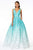 Elizabeth K - GL2897 Plunging Jeweled Waist Jacquard Gown Prom Dresses XS / Mint
