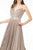 Elizabeth K - GL2905 Deep V Neck Pleated Metallic Glitter A-Line Gown Prom Dresses