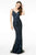 Elizabeth K - GL2917 Illusion Deep V-Neck Glitter Mesh Long Gown Evening Dresses XS / Navy