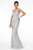Elizabeth K - GL2917 Illusion Deep V-Neck Glitter Mesh Long Gown Evening Dresses XS / Silver