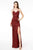 Elizabeth K - GL2919 Sequined V-Neck Sheath Dress Evening Dresses XS / Burgundy