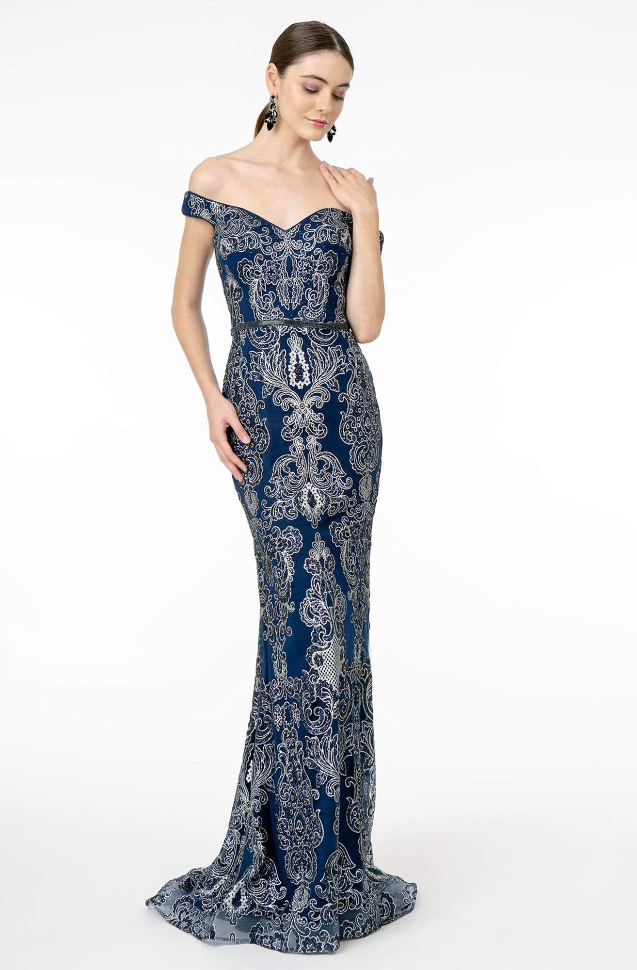 Elizabeth K - GL2922 Glitter Off-Shoulder Evening Dress – Couture Candy