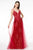 Elizabeth K - GL2924 Illusion Deep V-Neck Glitter Mesh Mermaid Gown Prom Dresses XS / Burgundy