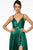 Elizabeth K - GL2927 Pleated V-Neck A-Line Gown With Slit And Train Prom Dresses