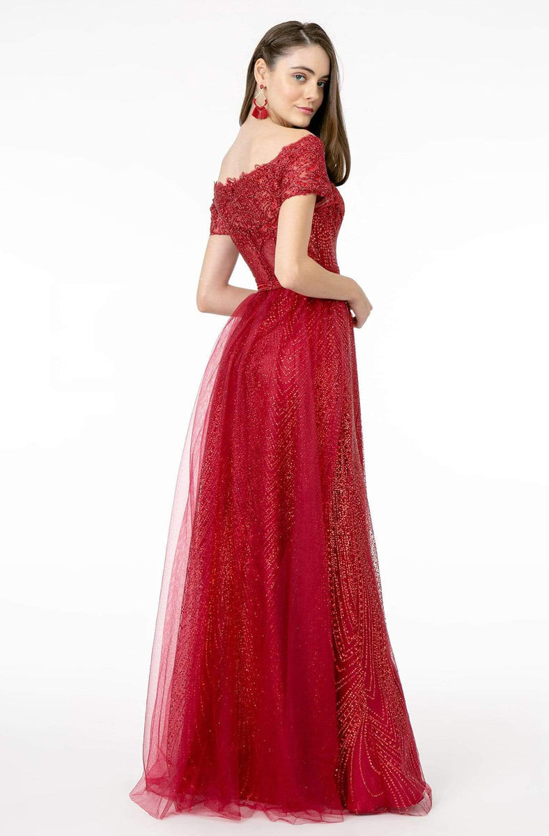 Elizabeth K - GL2942 Glitter Print Off-Shoulder A-Line Dress – Couture ...