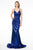 Elizabeth K - GL2943 Plunging V-Neck Ruched Trumpet Dress Evening Dresses XS / Royal Blue