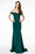 Elizabeth K - GL2958 Beaded Lace Appliqued Off Shoulder Jersey Gown Evening Dresses XS / Teal