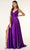 Elizabeth K - GL2963 Deep V-Neck Satin A-Line Dress with Slit Prom Dresses XS / Eggplant