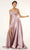 Elizabeth K - GL2963 Deep V-Neck Satin A-Line Dress with Slit Prom Dresses XS / Mauve