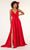 Elizabeth K - GL2963 Deep V-Neck Satin A-Line Dress with Slit Prom Dresses XS / Red