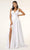 Elizabeth K - GL2963 Deep V-Neck Satin A-Line Dress with Slit Prom Dresses XS / White