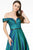 Elizabeth K - GL2982 Folded Off Shoulder Metallic Lame A-Line Gown Prom Dresses