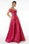 Elizabeth K - GL2982 Folded Off Shoulder Metallic Lame A-Line Gown Prom Dresses XS / Burgundy