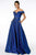 Elizabeth K - GL2982 Folded Off Shoulder Metallic Lame A-Line Gown Prom Dresses XS / Royal Blue
