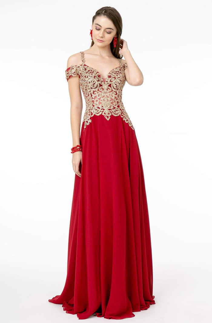 Elizabeth K - GL2998 Embroidered Sweetheart Chiffon A-Line Gown Bridesmaid Dresses XS / Burgundy