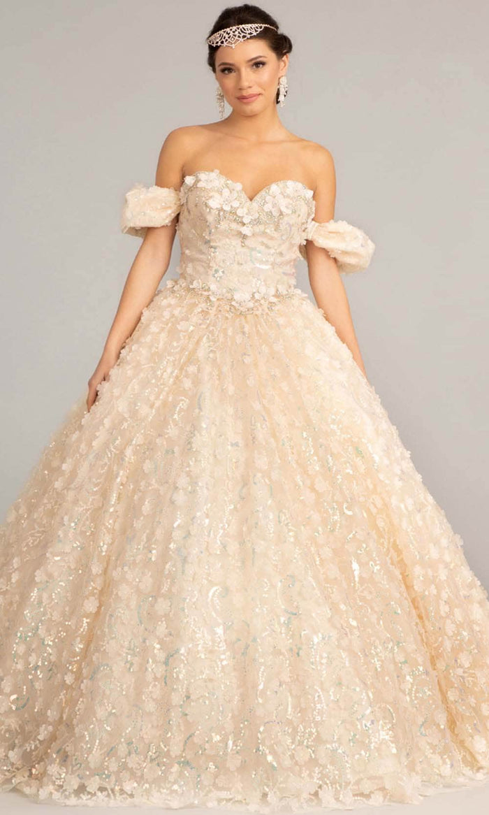Elizabeth K GL3019 - Off-shoulder Sweetheart Neck Ball Gown Quinceanera Dresses XS / Champagne