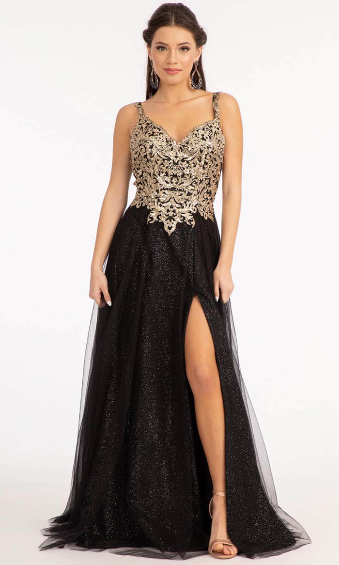 Elizabeth K GL3020 - Sleeveless Low-cut V-neck Long Dress Prom Dresses XS / Black