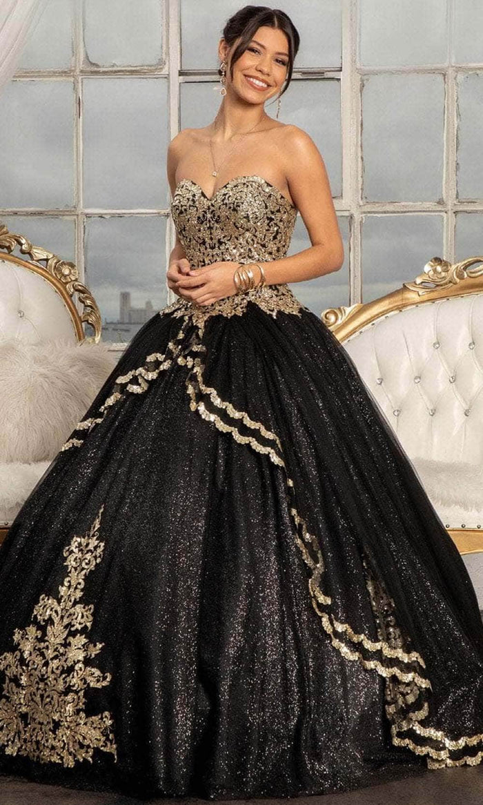 Elizabeth K GL3022 - Sequin Sweetheart Ball gown Dress Quinceanera Dresses XS / Black