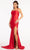 Elizabeth K GL3061 - Lace Up Satin Evening Dress Special Occasion Dress XS / Red
