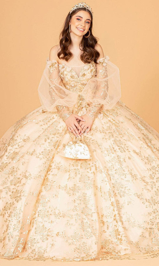 Elizabeth K GL3071 - Detachable Sheer Sleeves Ballgown