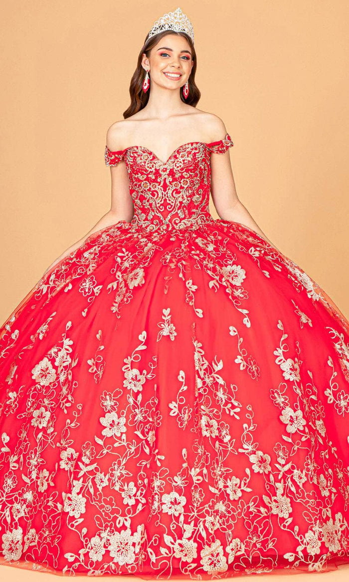 Elizabeth K GL3074 - Off-Shoulder Sweetheart Ballgown Special Occasion Dress XS / Red