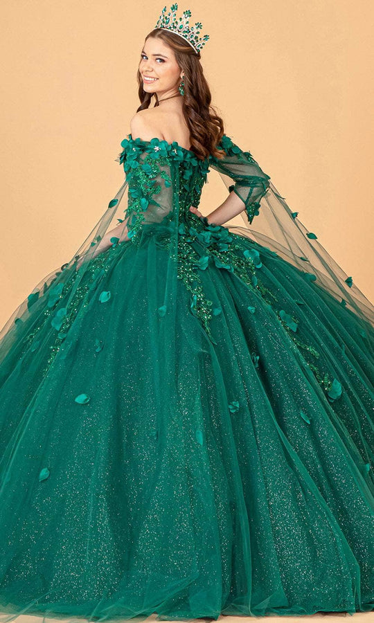 Elizabeth K GL3075 - Draped Sheer Sleeves Ballgown