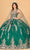 Elizabeth K GL3076 - Beaded Mesh Cape Ballgown Special Occasion Dress XS / Green