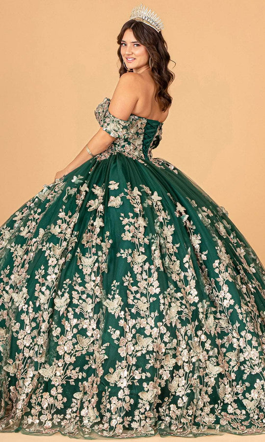 Elizabeth K GL3077 - Golden Appliqued Ballgown