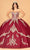 Elizabeth K GL3078 - Tulle Cape Ballgown Special Occasion Dress XS / Burgundy