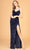 Elizabeth K GL3081 - Sequined Cowl Prom Gown Special Occasion Dress XS / Navy