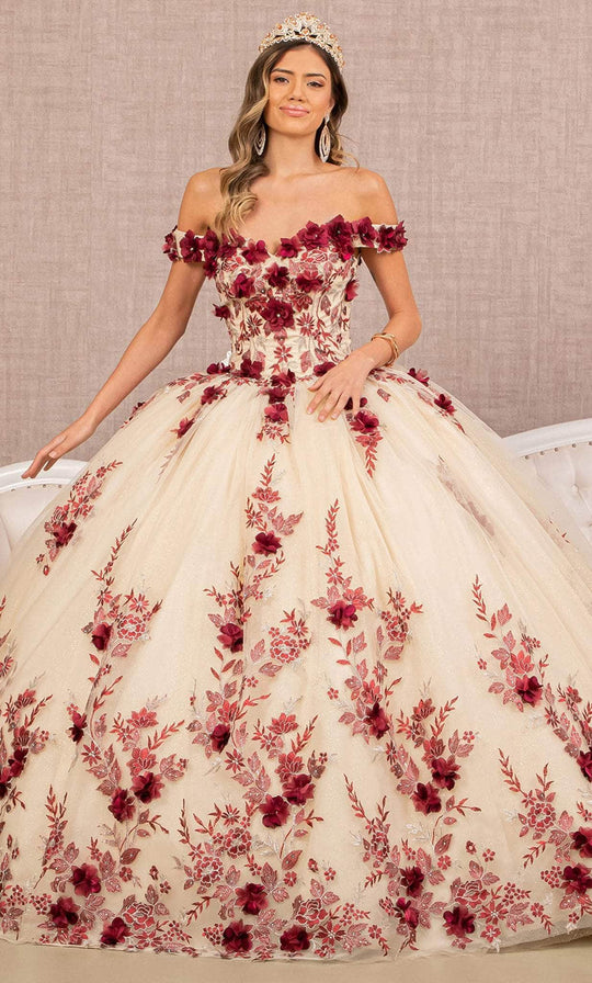 Elizabeth K GL3105 - Floral Ornate Quinceanera Ballgown