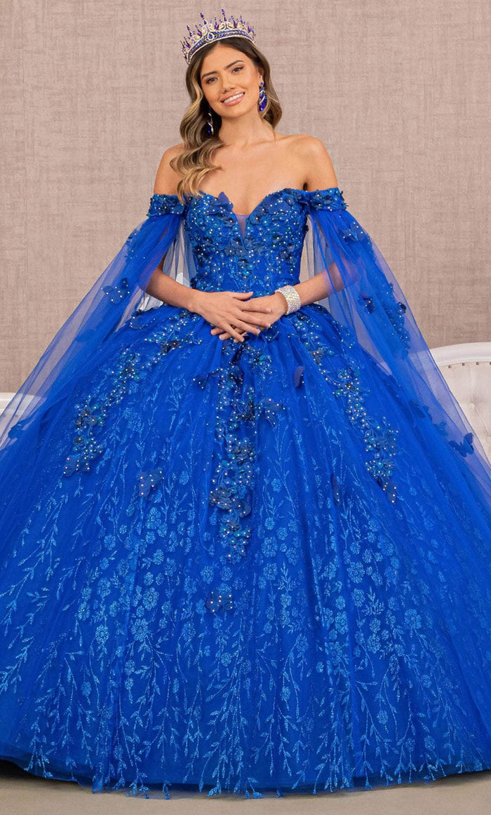 Elizabeth K GL3111 - Glitter Embroidered Ballgown Special Occasion Dress XS / Royal Blue