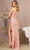  Elizabeth K GL3162 - Beaded Illusion Prom Dress Pink