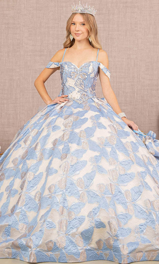 Elizabeth K GL3174 - Jacquard Cold Shoulder Ballgown