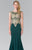 Elizabeth K - Gold Toned Embroidered Beaded Bodice Gown GL1461 Evening Dressses XS / Green