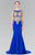 Elizabeth K - Gold Toned Embroidered Beaded Bodice Gown GL1461 Evening Dressses XS / Royal Blue