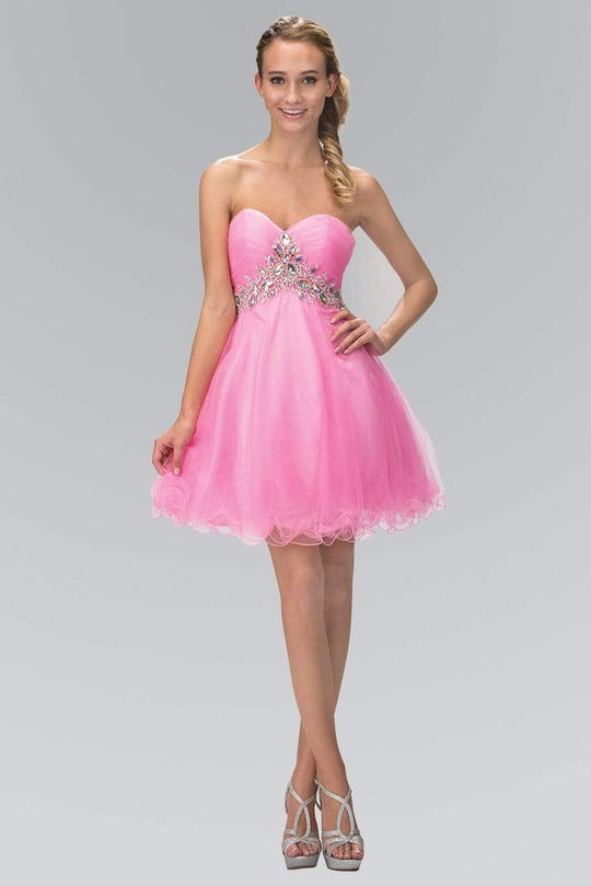 Elizabeth K - GS1139 Jeweled Ruched Sweetheart Tulle A-line Dress