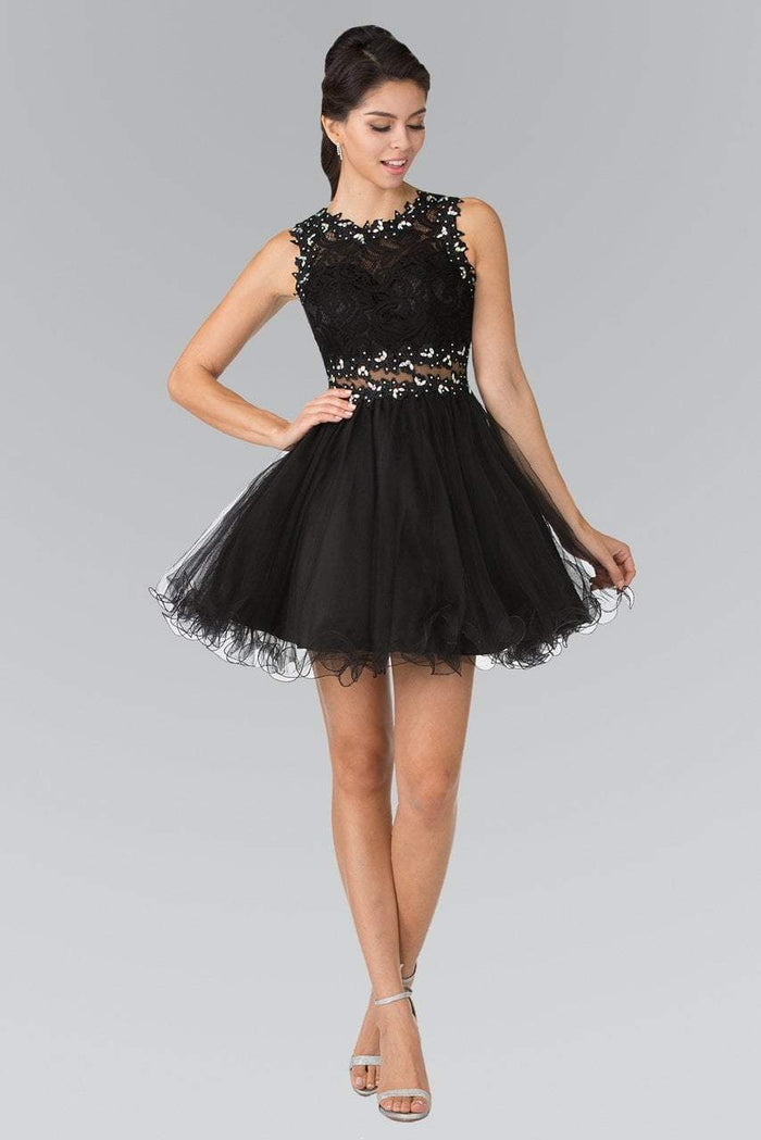 Elizabeth K - GS1427 Sleeveless Lace Bodice Short Dress Bridesmaid Dresses XS / Black