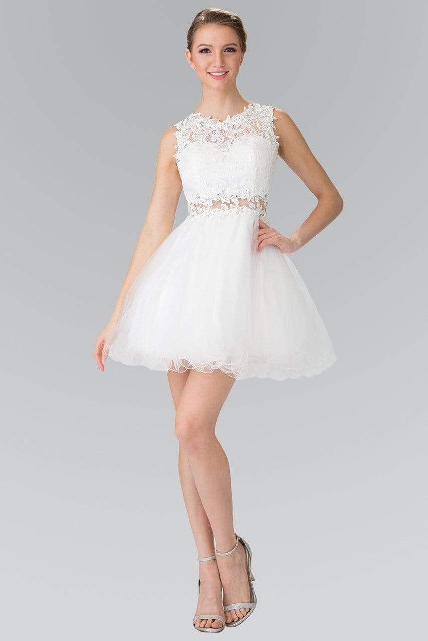 Elizabeth K - GS1427 Sleeveless Lace Bodice Short Dress – Couture Candy
