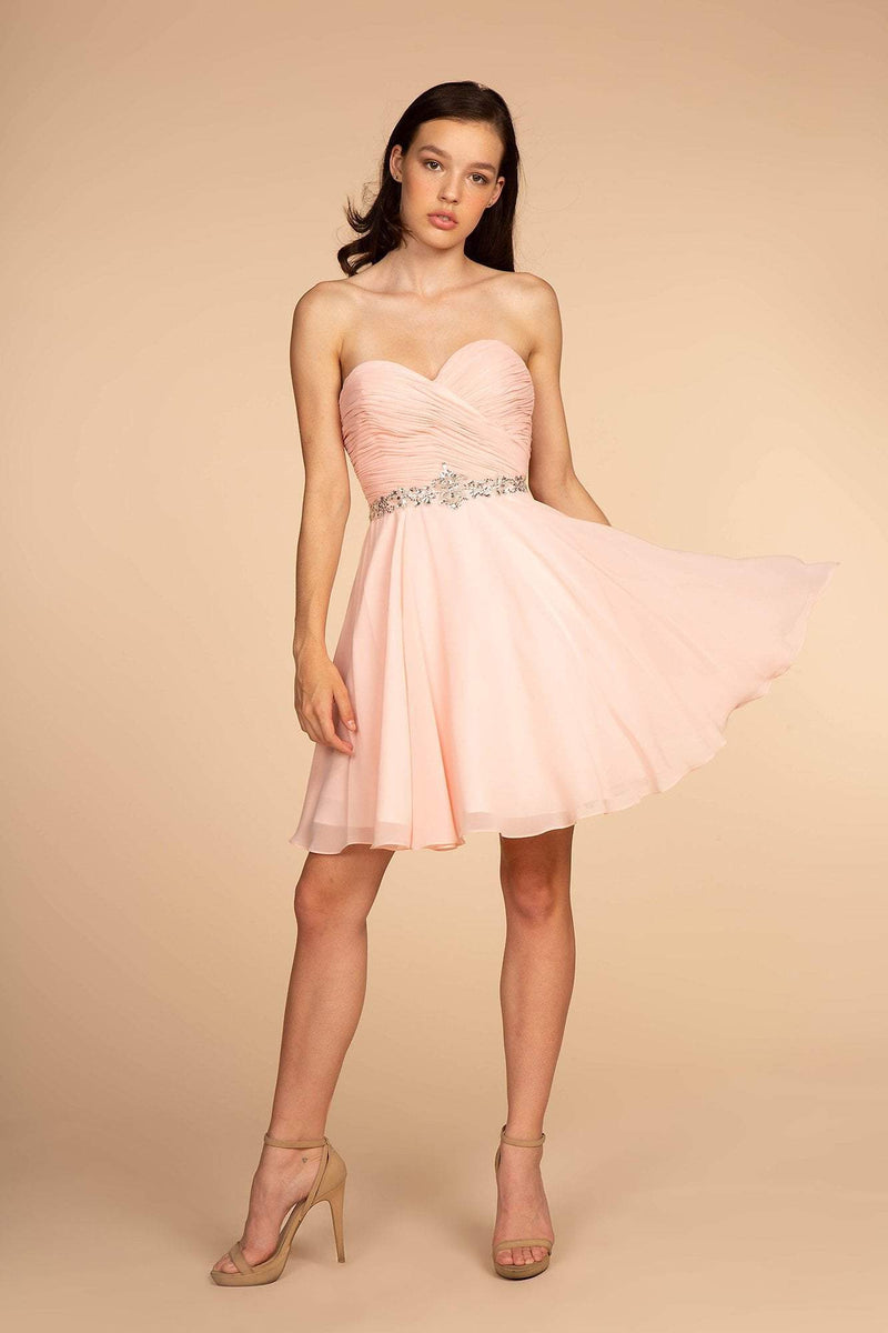Elizabeth K - GS1637 - Ruched Strapless Sweetheart Cocktail Dress - Short